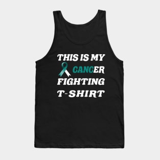 Cervical Cancer Teal/White Ribbon Fighting Tank Top